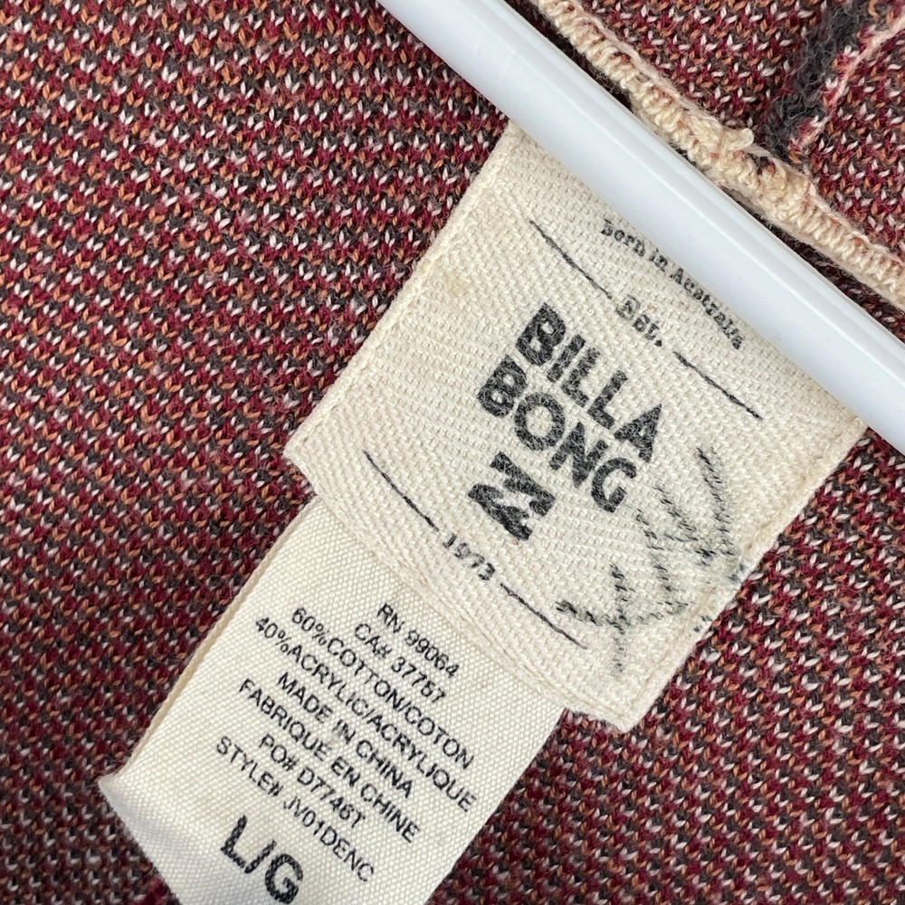 Billabong Womens Southwestern Geometric Hooded Poncho Wrap Sweater Burgundy L - Picture 5 of 9